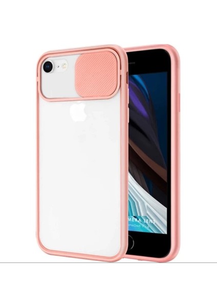 Maycase Aksesuar Apple iPhone 7-8-Se 2020 Kamera Korumalı Sürgülü Kapak Açık Pembe