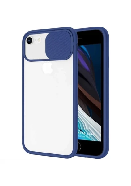 Maycase Aksesuar Apple iPhone 7-8-Se 2020 Kamera Korumalı Sürgülü Kapak Lacivert