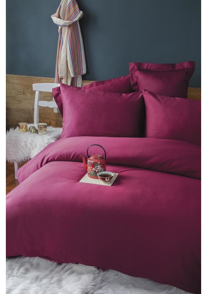 Simply Bordo 210 Tc (83 Tel) Pamuk Saten King Ebat Nevresim Takımı