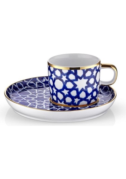 Altın Yaldızlı El Dekoru 6 Kişilik Türk Kahve Fincan Takımı
