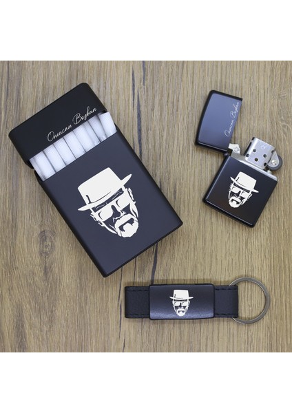 Kişiye Özel Heisenberg Metal Sigara Kutusu, Zippo Çakmak ve Anahtarlık Seti