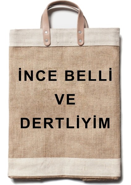 Jüt Hasır Plaj Çantası ( Ince Belli ve Dertliyim)