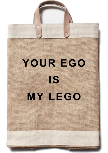 Jüt Hasır Plaj El Çantası(Your Ego Is My Lego)