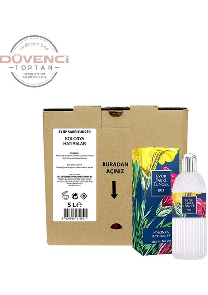 Hatıralar Kolonyası 5 lt Dökme Ve 400 ml Silindir Cam Şişe