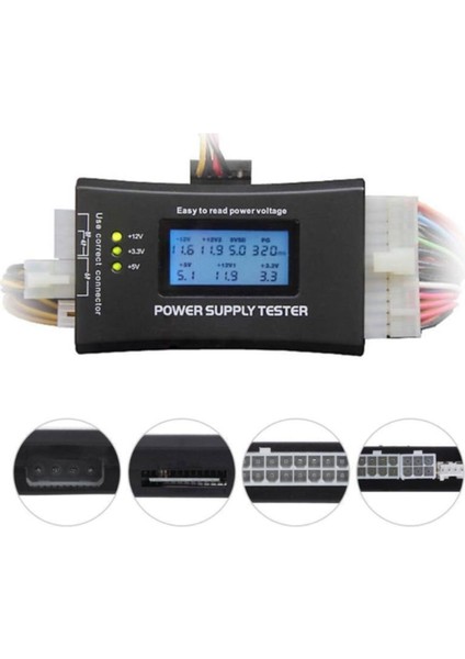 Dijital LCD Ekran Pc 20/24 Pin Güç Kaynağı Test Ölçüm Cihazı Power Suply Tester