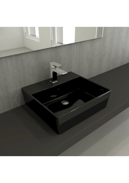 Mılano Lavabo 50 cm - Parlak Siyah
