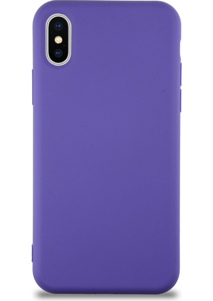 Caseworld Apple iPhone x Kapak Içi Kadife Lansman Silikon Kılıf - Mor