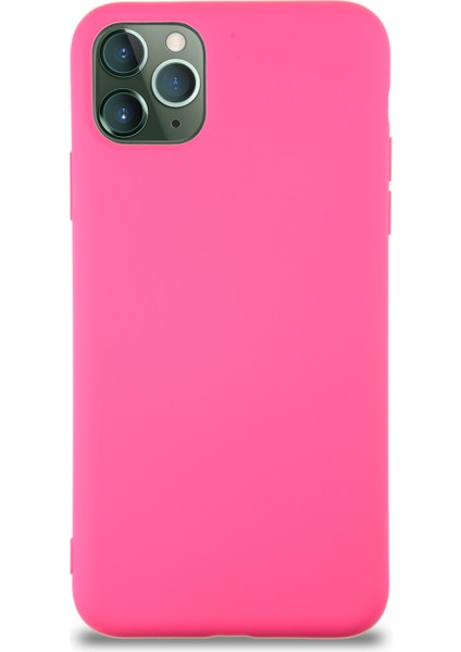Caseworld Apple iPhone 11 Pro Max Kapak Içi Kadife Lansman Silikon Kılıf - Neon Pembe