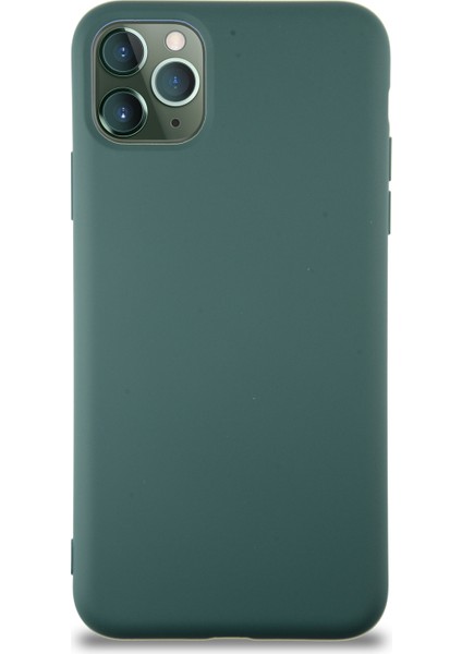 Caseworld Apple iPhone 11 Pro Max Kapak Içi Kadife Lansman Silikon Kılıf - Yeşil