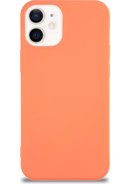 Caseworld Apple iPhone 12 Mini Kapak Içi Kadife Lansman Silikon Kılıf - Turuncu