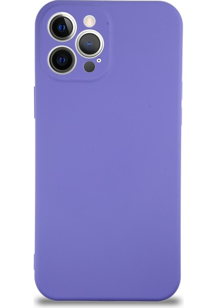 Caseworld Apple iPhone 12 Pro Kapak Içi Kadife Kamera Korumalı Lansman Silikon Kılıf - Mor