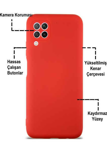 Caseworld Huawei P40 Lite Kapak Içi Kadife Kamera Korumalı Lansman Silikon Kılıf - Kırmızı
