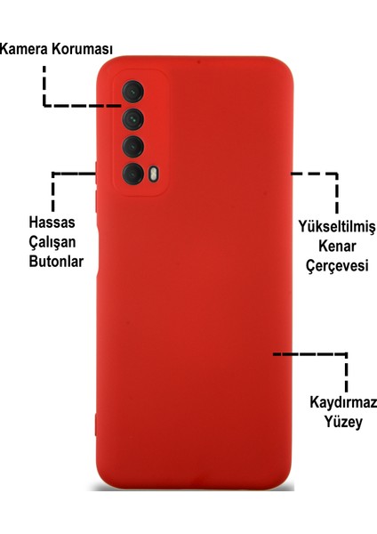 Caseworld Huawei P Smart 2021 Kapak Içi Kadife Kamera Korumalı Lansman Silikon Kılıf - Mor