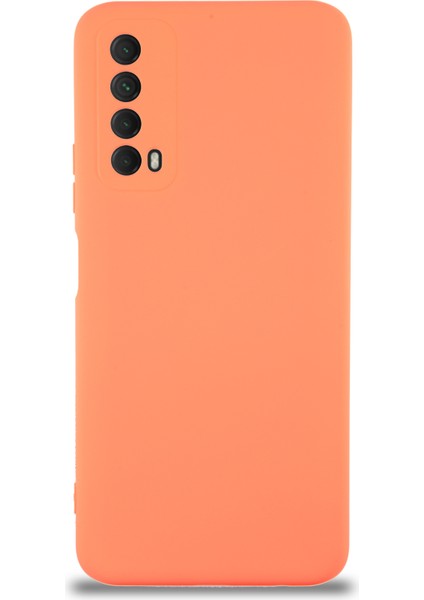Caseworld Huawei P Smart 2021 Kapak Içi Kadife Kamera Korumalı Lansman Silikon Kılıf - Turuncu