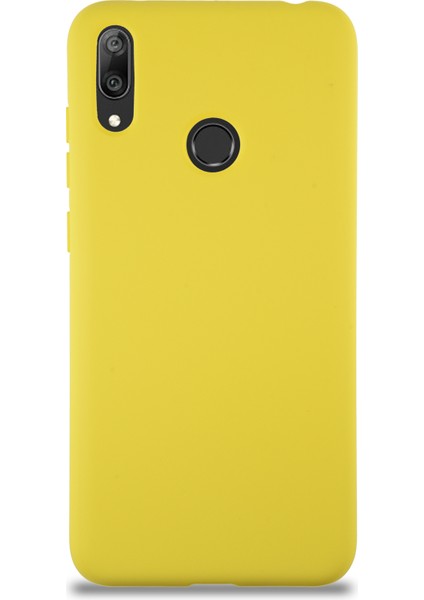 Caseworld Huawei Y7 2019 Kapak Içi Kadife Lansman Silikon Kılıf - Sarı