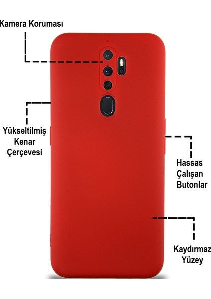 Caseworld Oppo A5 2020 Kapak Içi Kadife Kamera Korumalı Lansman Silikon Kılıf - Lacivert
