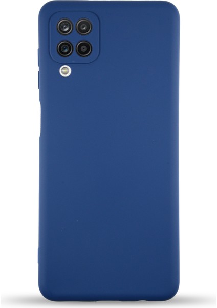 Samsung Galaxy M12 ile Uyumlu Kapak Içi Kadife Kamera Korumalı Lansman Silikon ile Uyumlu Kılıf - Lacivert