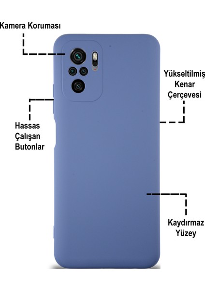 Caseworld Xiaomi Redmi Note 10 Kapak Içi Kadife Kamera Korumalı Lansman Silikon Kılıf - Petrol Mavisi