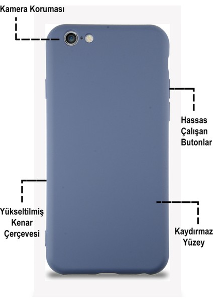 Caseworld Apple iPhone 6s Kapak Içi Kadife Kamera Korumalı Lansman Silikon Kılıf - Petrol Mavisi fiyatları