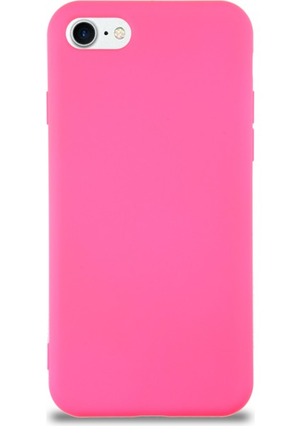 Caseworld Apple iPhone 8 Kapak Içi Kadife Lansman Silikon Kılıf - Neon Pembe