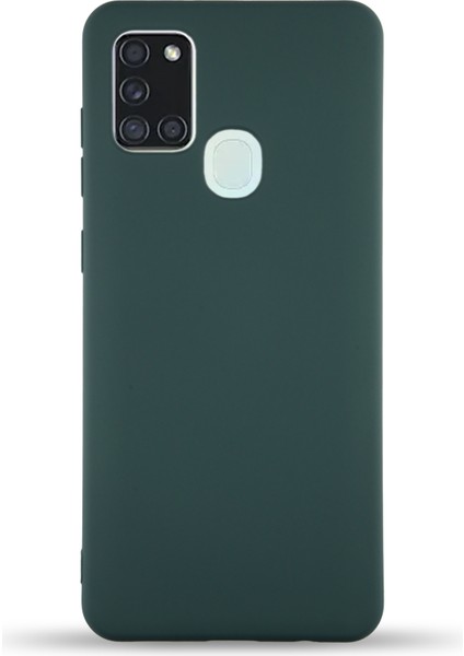 Caseworld Samsung Galaxy A21S Kapak Içi Kadife Lansman Silikon Kılıf - Yeşil