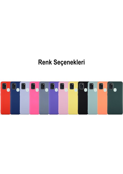 Caseworld Samsung Galaxy A21S Kapak Içi Kadife Lansman Silikon Kılıf - Yeşil