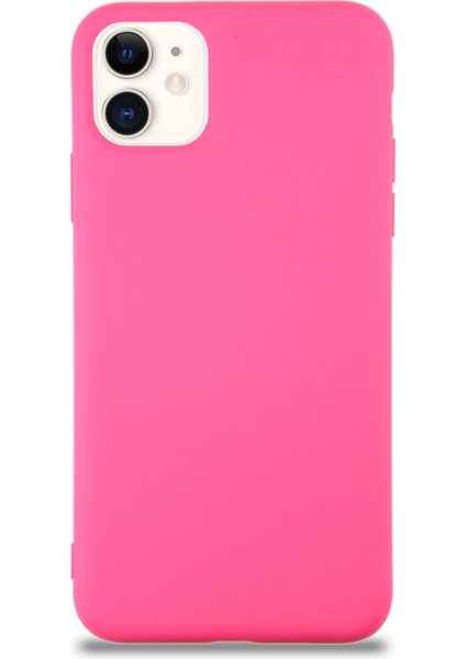 Caseworld Apple iPhone 11 Kapak Içi Kadife Lansman Silikon Kılıf - Neon Pembe