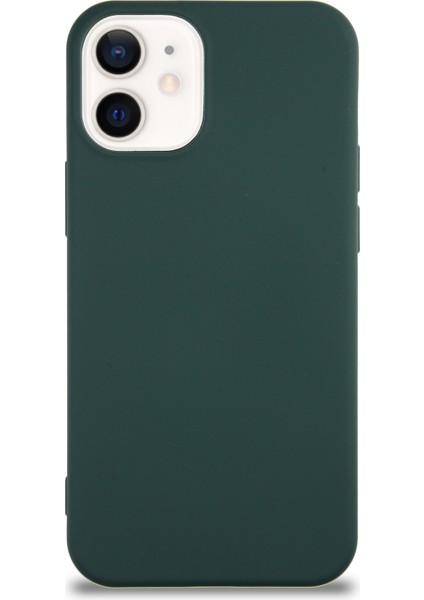 Caseworld Apple iPhone 12 Mini Kapak Içi Kadife Lansman Silikon Kılıf - Yeşil