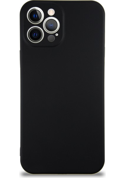 Caseworld Apple iPhone 12 Pro Max Kapak Içi Kadife Kamera Korumalı Lansman Silikon Kılıf - Siyah