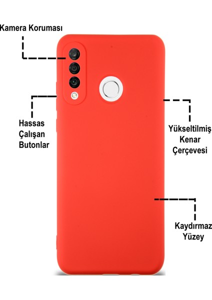 Caseworld Huawei P30 Lite Kapak Içi Kadife Kamera Korumalı Lansman Silikon Kılıf - Pembe