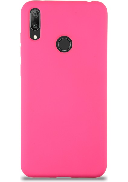 Caseworld Huawei Y7 2019 Kapak Içi Kadife Lansman Silikon Kılıf - Neon Pembe