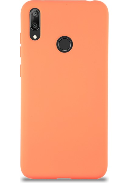 Caseworld Huawei Y7 2019 Kapak Içi Kadife Lansman Silikon Kılıf - Turuncu
