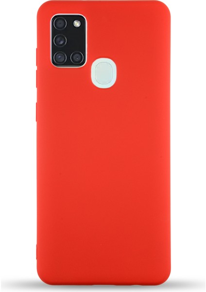 Caseworld Samsung Galaxy A21S Kapak Içi Kadife Lansman Silikon Kılıf - Kırmızı