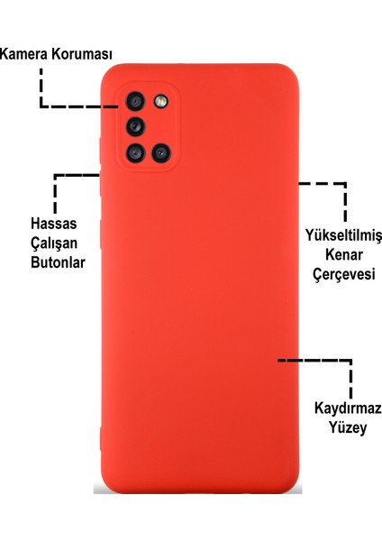 Caseworld Samsung Galaxy A31 Kapak Içi Kadife Kamera Korumalı Lansman Silikon Kılıf - Neon Pembe