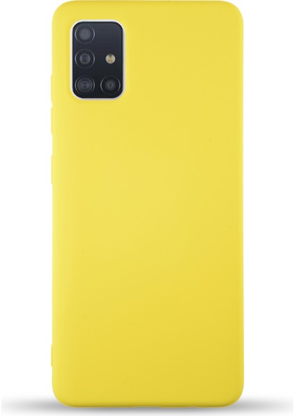 Caseworld Samsung Galaxy A51 Kapak Içi Kadife Lansman Silikon Kılıf - Sarı