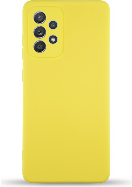 Caseworld Samsung Galaxy A52 Kapak Içi Kadife Kamera Korumalı Lansman Silikon Kılıf - Sarı