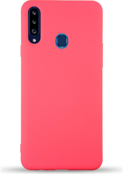 Caseworld Samsung Galaxy A20S Kapak Içi Kadife Lansman Silikon Kılıf - Neon Pembe