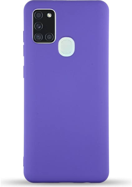 Caseworld Samsung Galaxy A21S Kapak Içi Kadife Lansman Silikon Kılıf - Mor