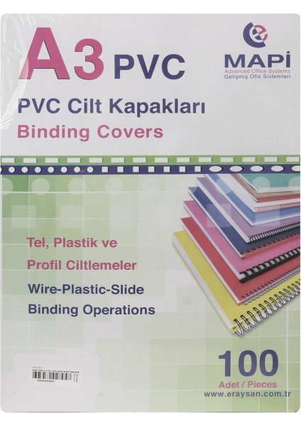 Mapı 350 Mikron A3 Siyah - Beyaz 100'lü Pvc Kapak