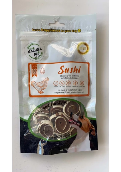 Natura Pet Eco Natura Pet Sushi Yumuşak Tavuk Etli Yuvarlak Köpek Ödülü 100GR