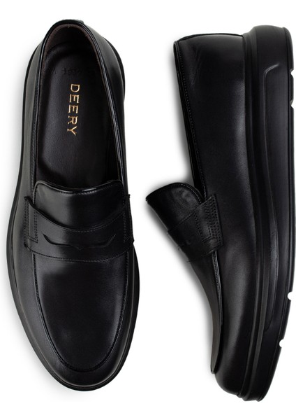 Deri Siyah Comfort Erkek Loafer fırsatları