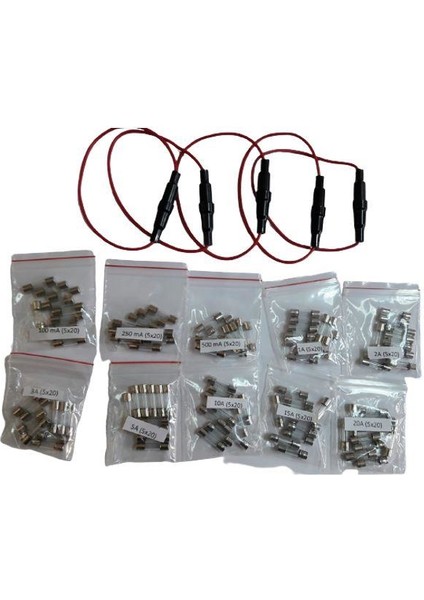 Cam Sigorta Seti 5X20 mm 100 Adet