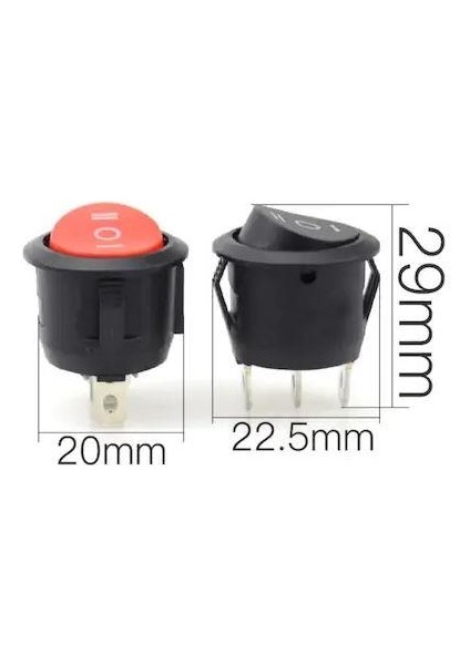 IC-134 Anahtar Yuvarlak Işıksız 3p On-Off-On 19MM Çap
