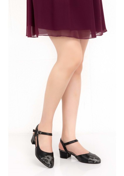 Deri Yılan Desenli Topuklu Ayakkabı VDT.6031 - Siyah Yılan - 36 fiyatları