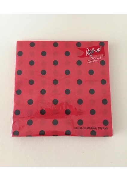 Peçete Siyah Puanlı Kırmızı 20'li