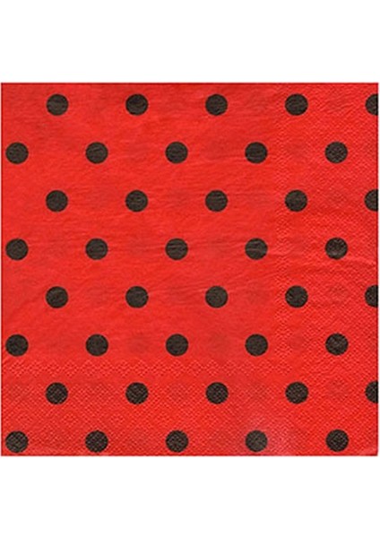 Peçete Siyah Puanlı Kırmızı 20'li modelleri