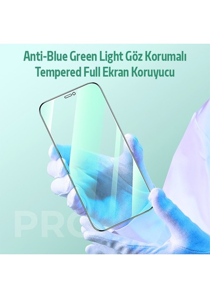 Iphone 12- 12 Pro 6.1 Anti -Blue Green Light Göz Korumalı Tempered Full Ekran Koruyucu - Siyah fırsatları