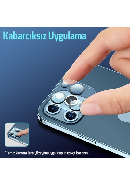 Iphone 12 Pro Max 3D Full Tempered Glass Cam Kamera Koruyucu - Şeffaf