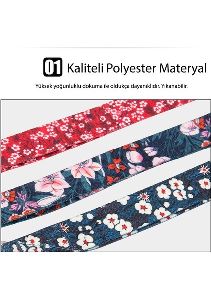 Neoprene Süngerli Çiçek Desenli Mavi Tasma Kayışı S indirimleri