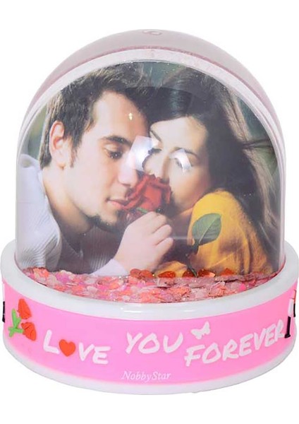 LED Işıklı Müzikli Forever Love Kiss Yazılı Kar Küresi Fotoğraf Çerçevesi modelleri